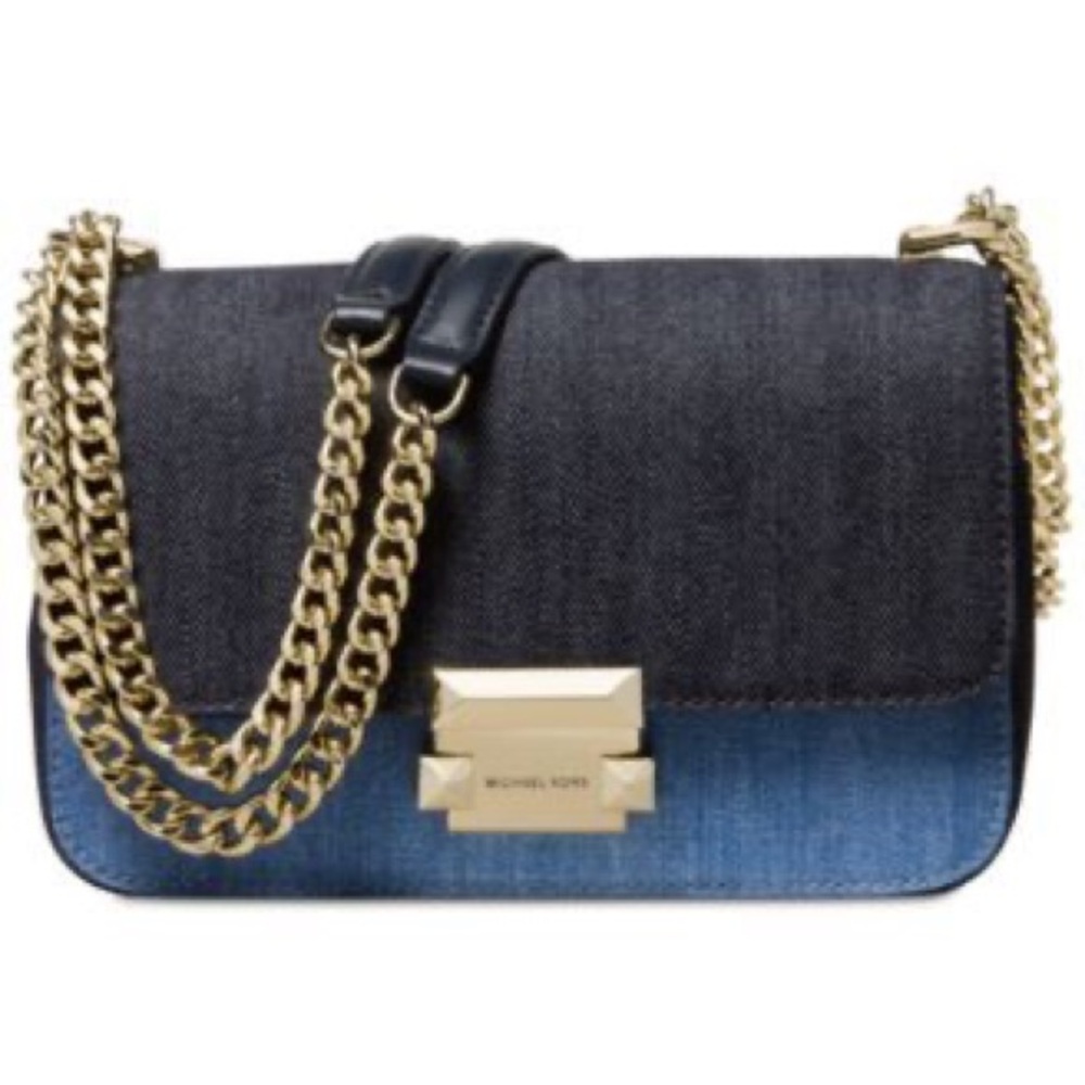 Michael Kors Blue Crossbody Bag with Gold Hardware
